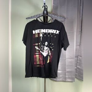 Black Jimi Hendrix Short Sleeve Tee with Graphic Design